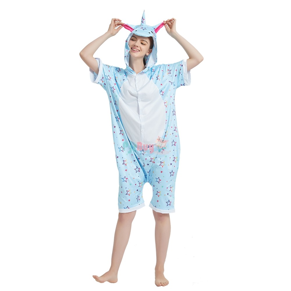 Blue Star Unicorn Onesie Pajamas Short Sleeve