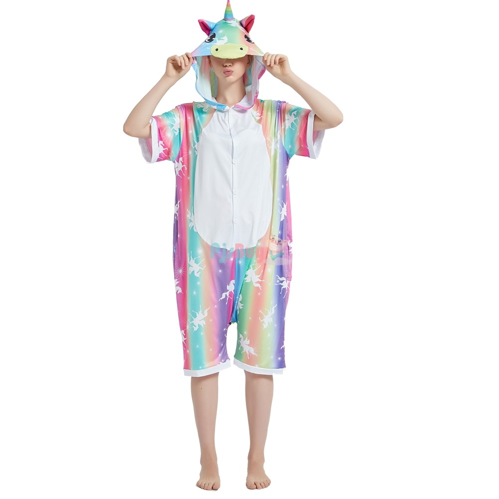 Rainbow Unicorn Onesie Pajamas Short Sleeve