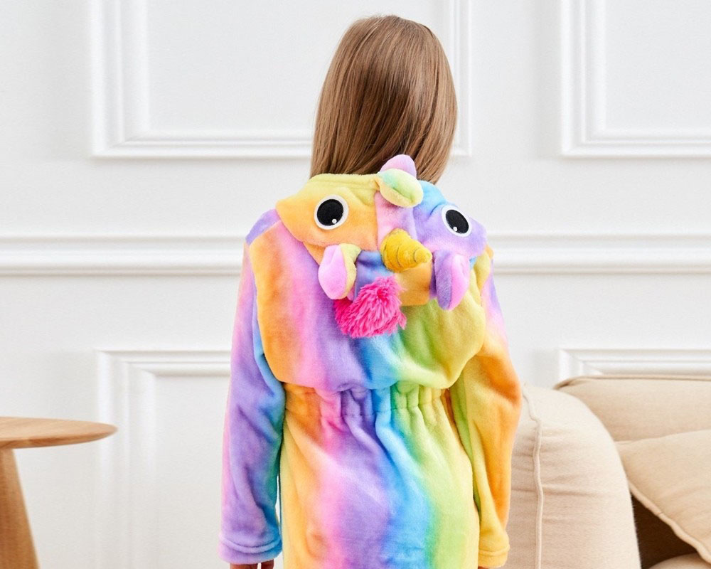 Soft Unicorn Hooded Bathrobe Sleepwear Unicorn Gifts for Girls Rainbow