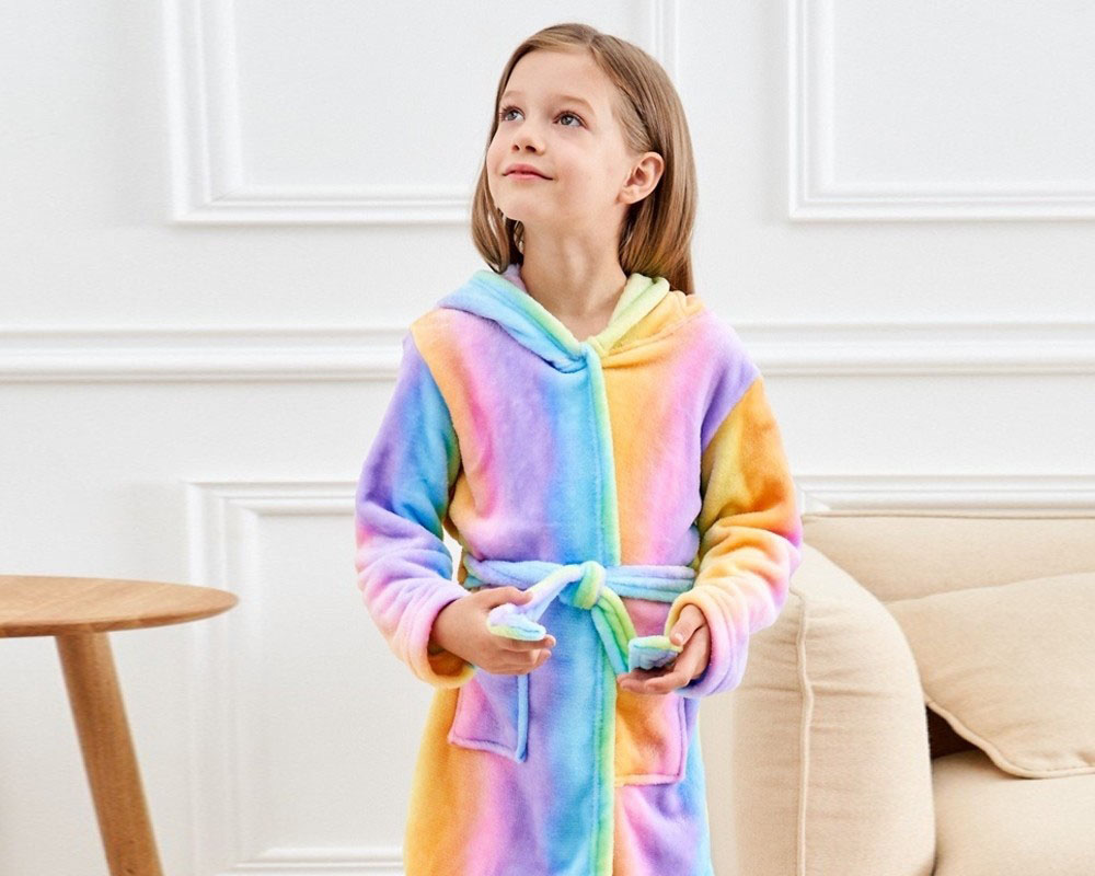 Soft Unicorn Hooded Bathrobe Sleepwear Unicorn Gifts for Girls Rainbow