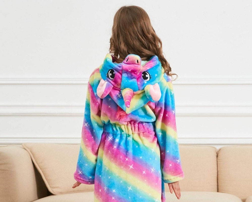Soft Unicorn Hooded Bathrobe Sleepwear Unicorn Gifts for Girls Star Rainbow