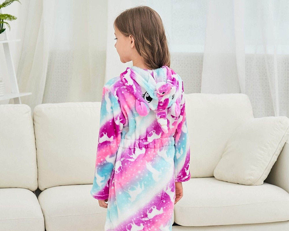 Soft Unicorn Hooded Bathrobe Sleepwear Unicorn Gifts for Girls Purple