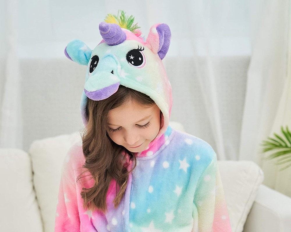 Soft Unicorn Hooded Bathrobe Sleepwear Unicorn Gifts for Girls Colorful