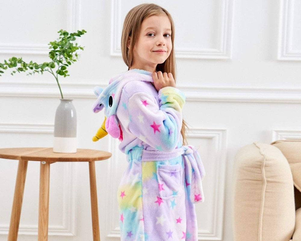 Soft Unicorn Hooded Bathrobe Sleepwear Unicorn Gifts for Girls Star