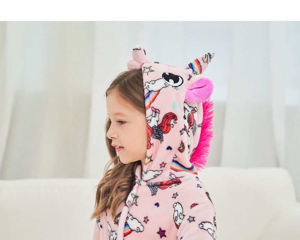 Soft Unicorn Hooded Bathrobe Sleepwear Unicorn Gifts for Girls Pink