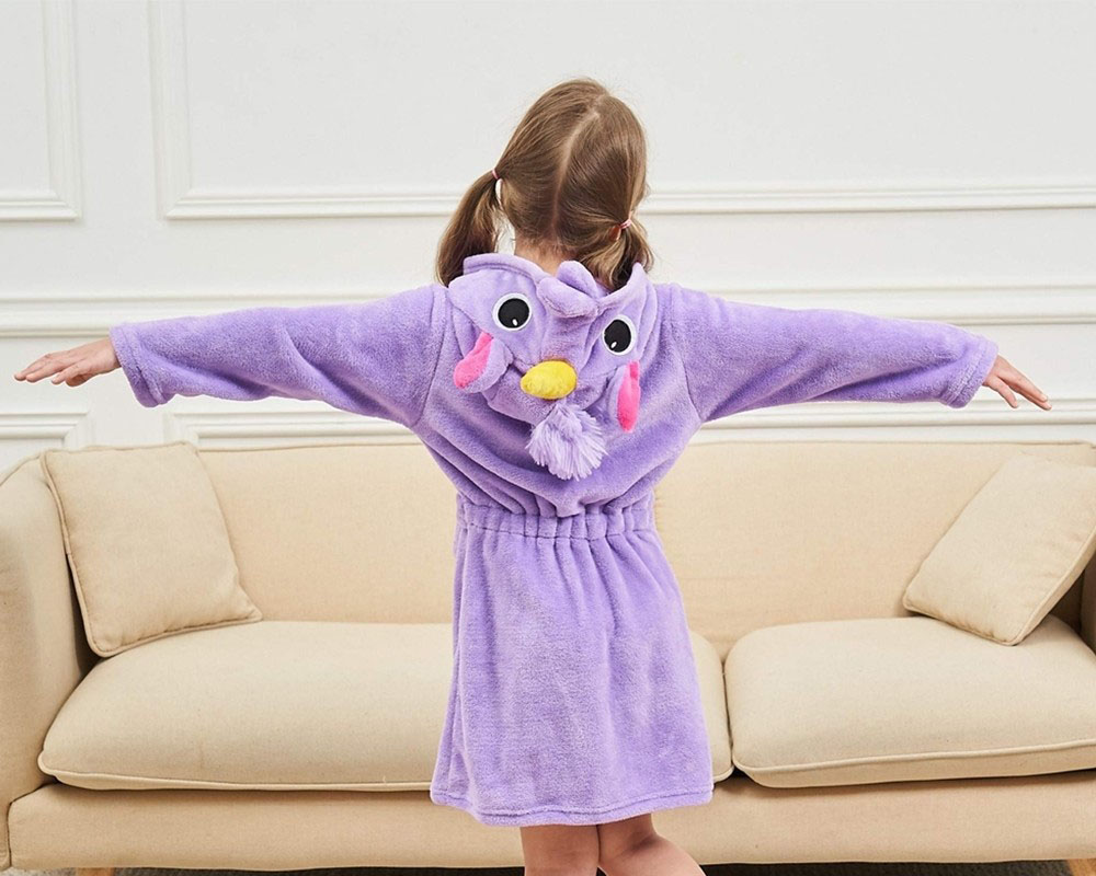 Soft Unicorn Hooded Bathrobe Sleepwear Unicorn Gifts for Girls Pure Purple