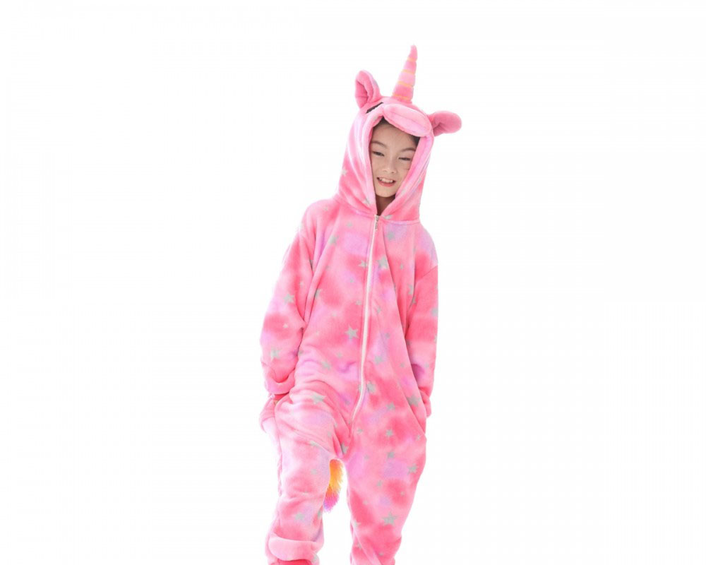 Pink Star Unicorn Onesie Pajamas For Boys & Girls Quality Animal Costume For Sale