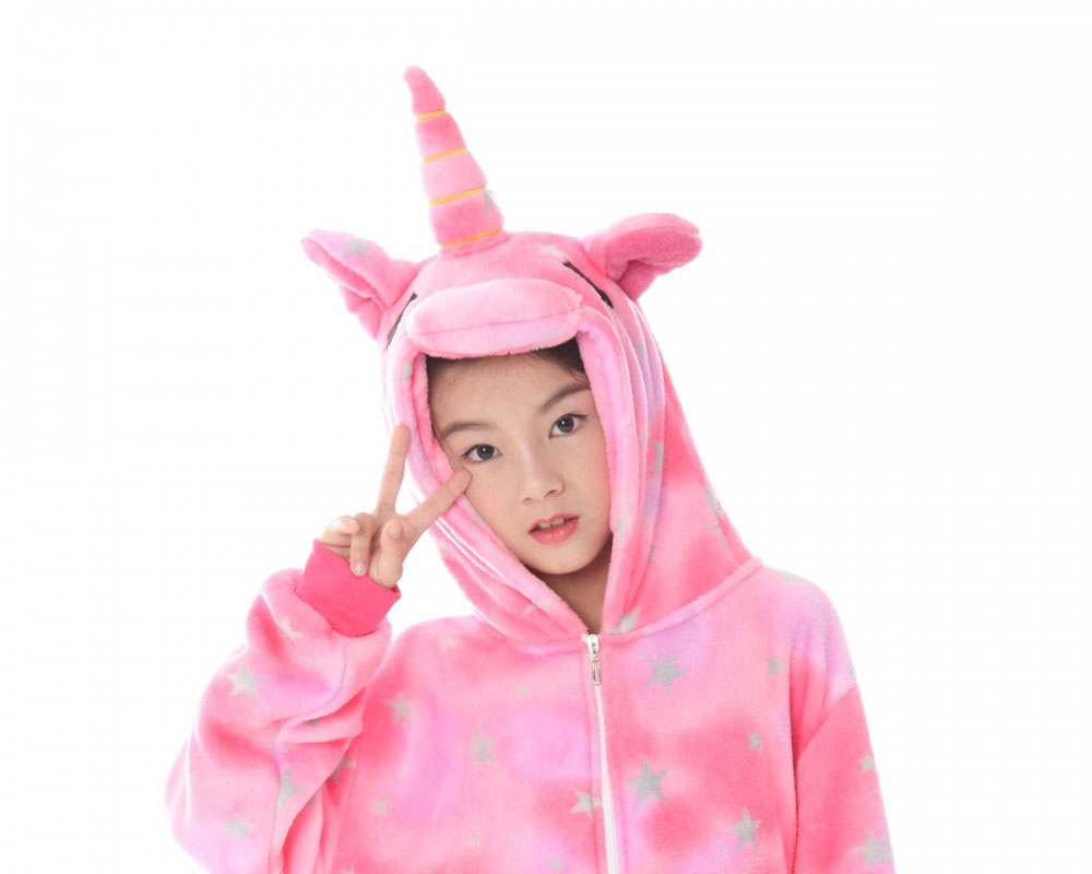 Pink Star Unicorn Onesie Pajamas For Boys & Girls Quality Animal Costume For Sale