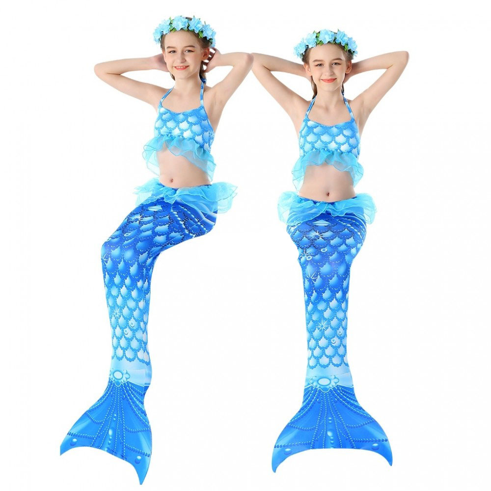 Girls Mermaid Swimsuit Mermaid Tail Bathing Suit Blue