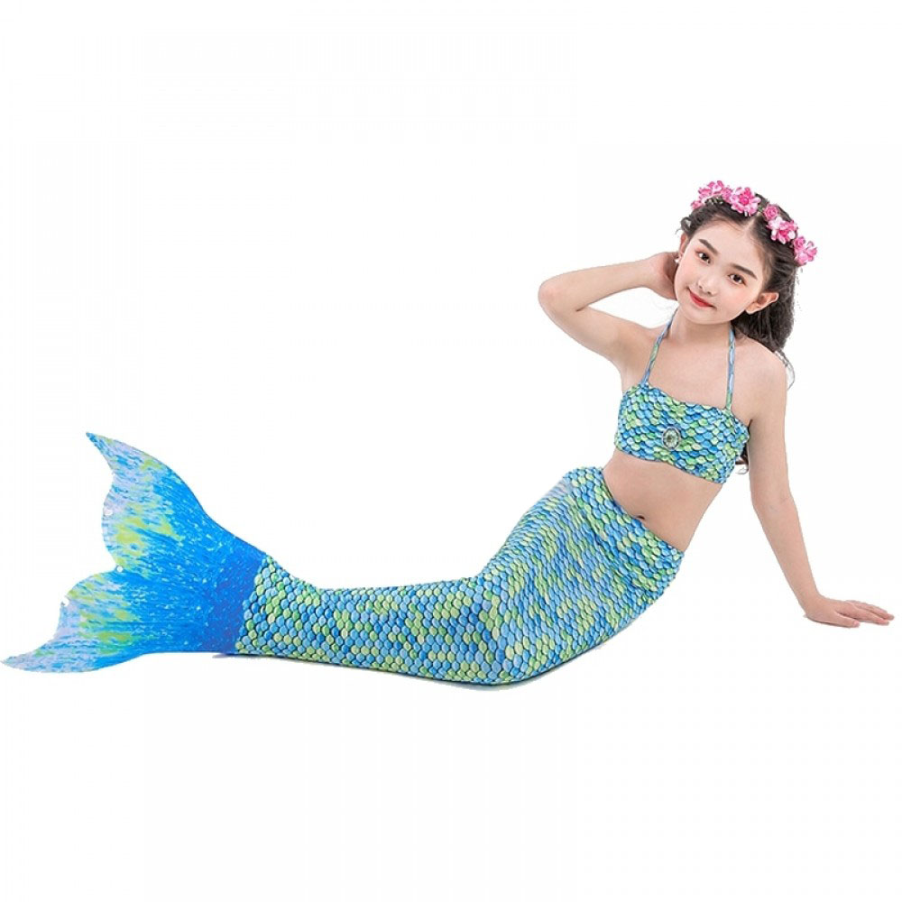 Green Mermaid Tails for Kids Monofin Can Be Added for Swimming