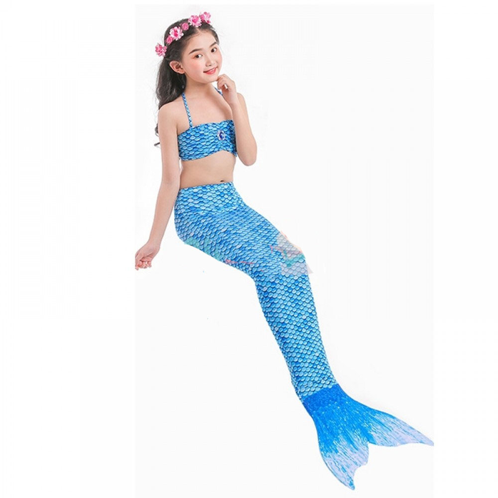 Blue Mermaid Tails for Kids Monofin Can Be Added for Swimming