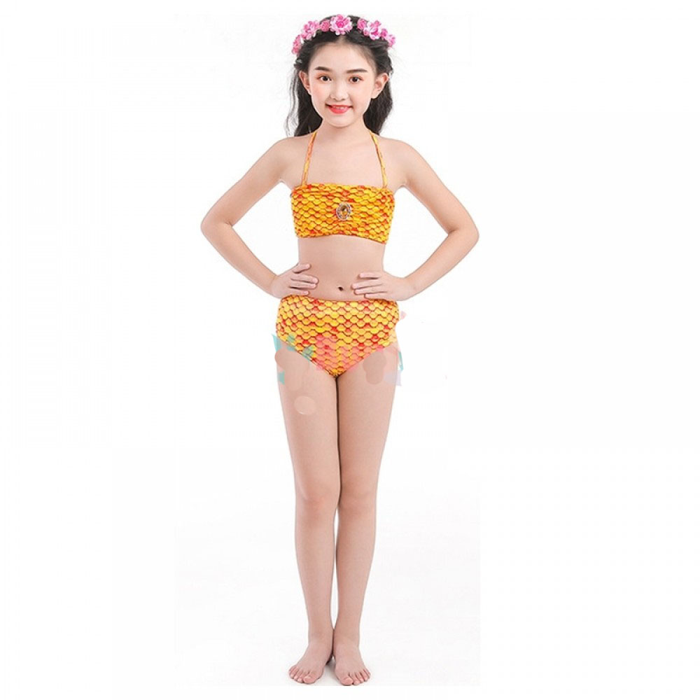 Yellow Mermaid Tails for Kids Monofin Can Be Added for Swimming