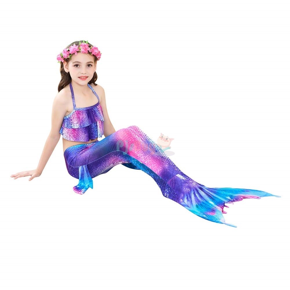 Purple Realistic Mermaid Tail for Girls Bathing Suit