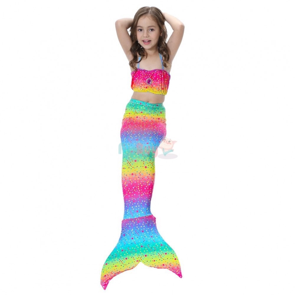 Rainbow Mermaid Tail for Girls Colorful Bathing Suit