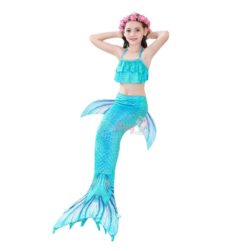 Blue Realistic Mermaid Tail for Girls Bathing Suit