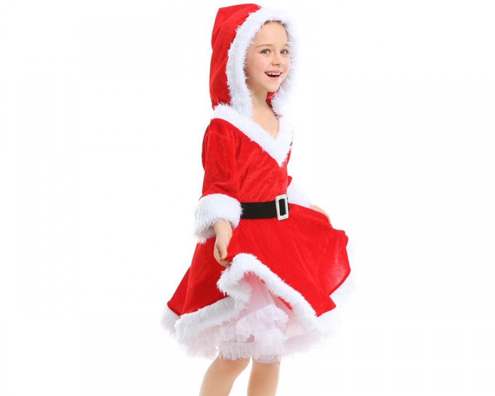 Girls Santa Dress Cute Christmas Costume For Kids