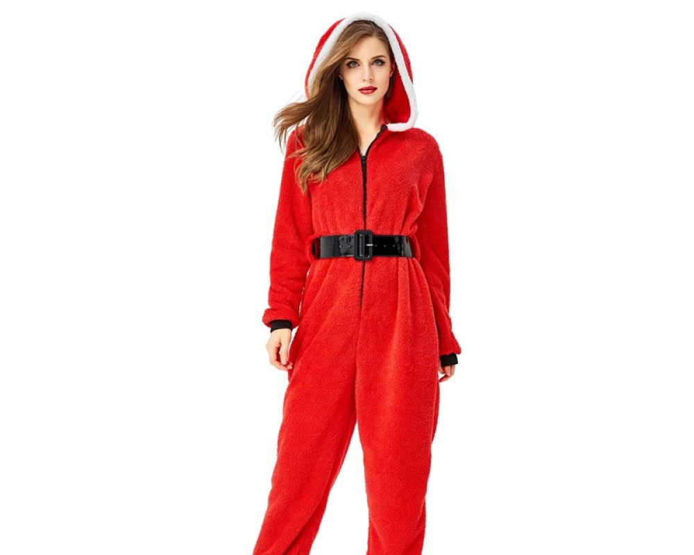 Mrs Claus Costume Santa Onesie For Women Red