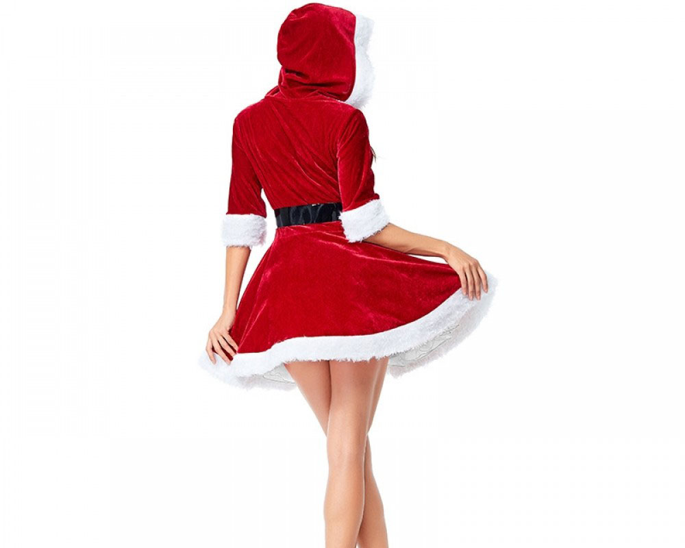 Mrs Claus Costume Outfits Womens Santa Costume Dress Red & Black