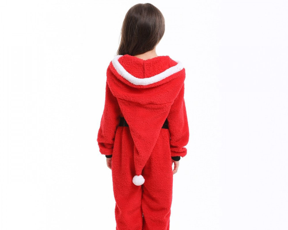 Girls Santa Suit Costume Outfit Christmas Party Onesie Red