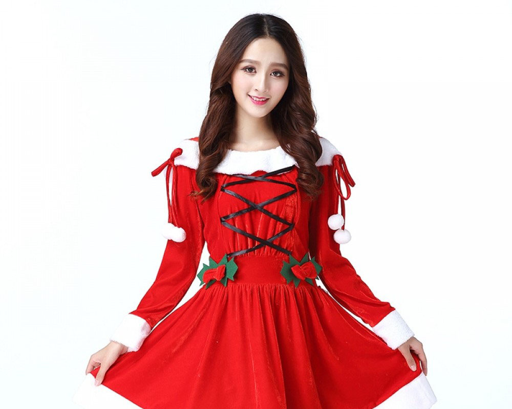 Womens Christmas Costume Cute Santa Dress Outfit