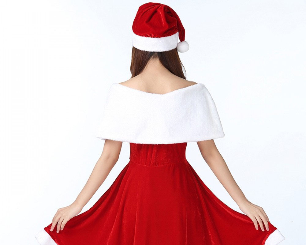 Womens Cute Santa Dress off Shoulder Christmas Costumes