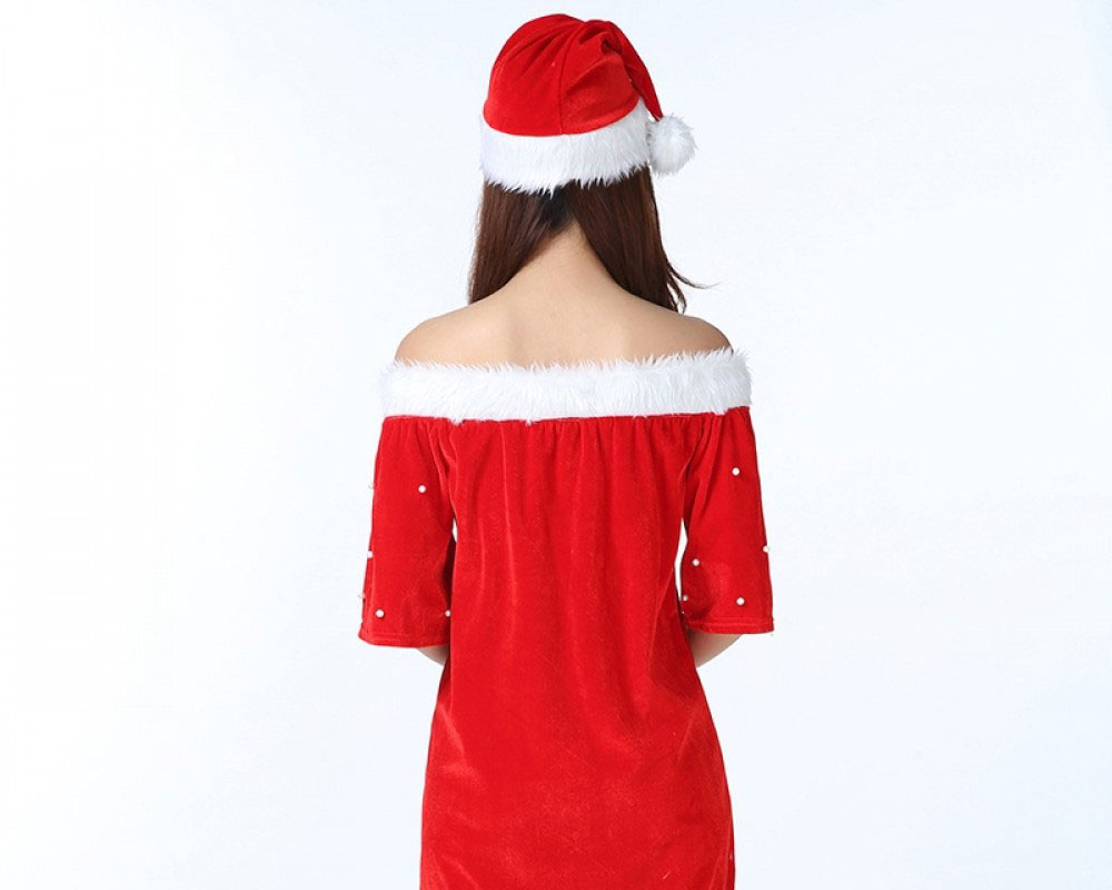 Sexy Santa Dress For Women off Shoulder Christmas Costume