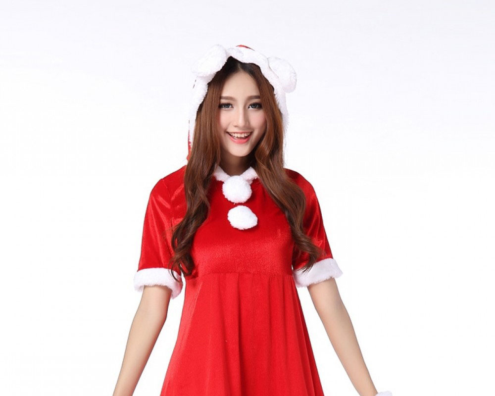 Mrs Claus Outfit Cute Santa Dress With Gloves