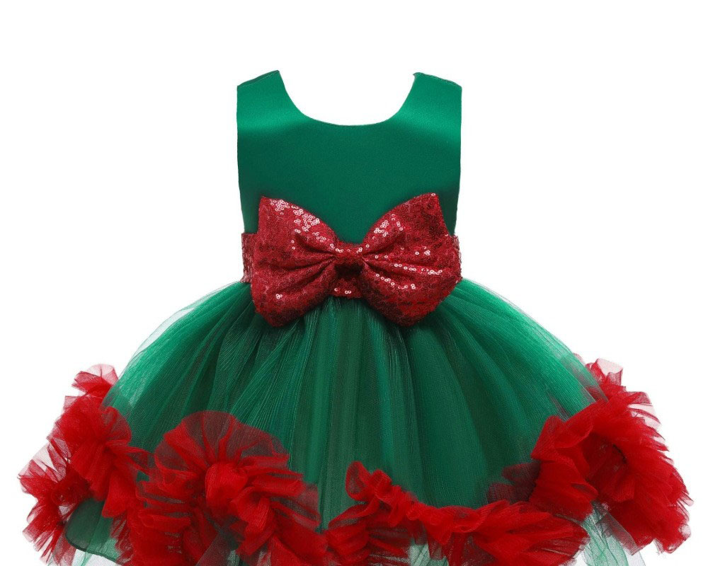 Girls Santa Dress Christmas Praty Tutu Princess Dress Green