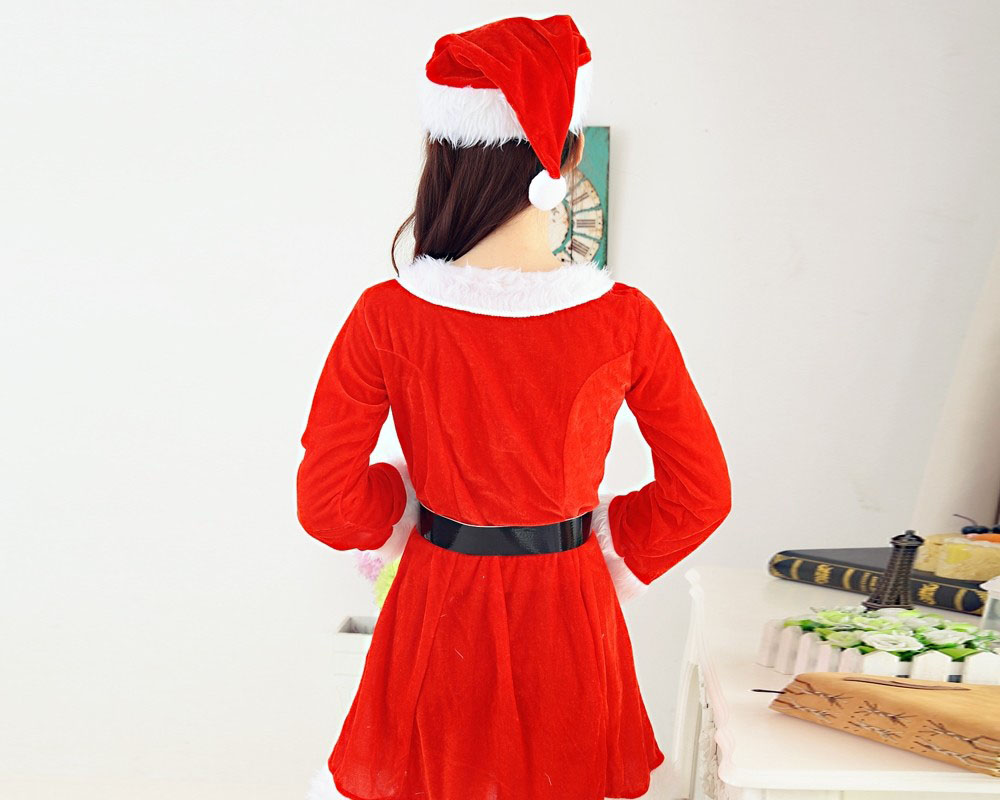 Womens Cute Santa Dress Christmas Party Costume Outfit