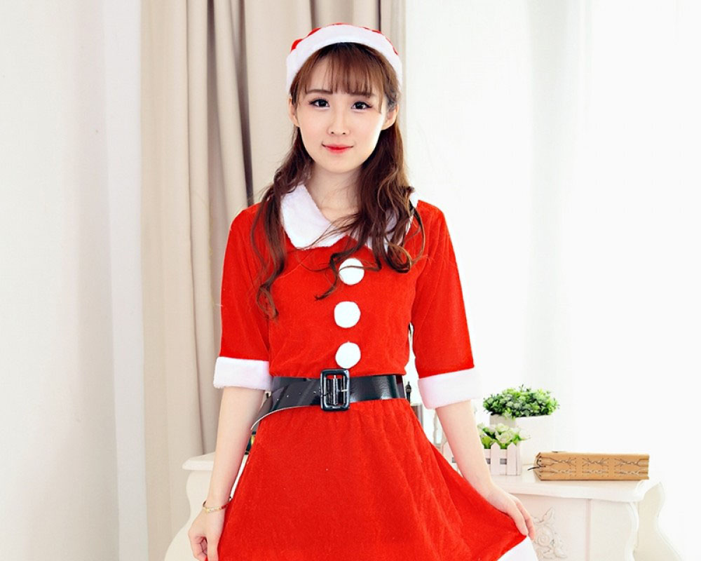 Mrs Claus Costume Dress Outfit Christmas Party Dress