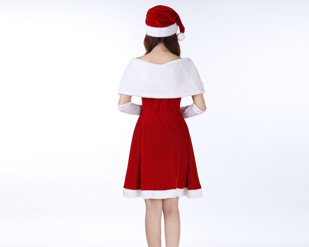 Mrs Claus Costume Womens Santa Dress With Gloves Hat Sets