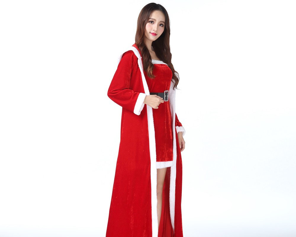 Mrs Claus Costume Dress With Cloak Womens Christmas Costumes