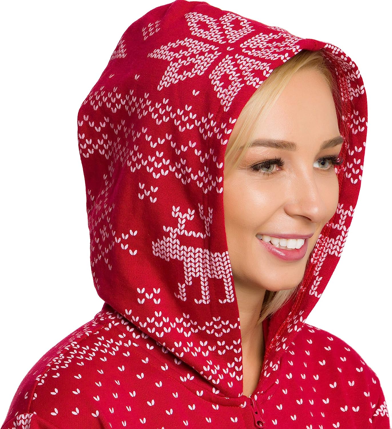 Women's Christmas snowflake cotton hooded jumpsuit