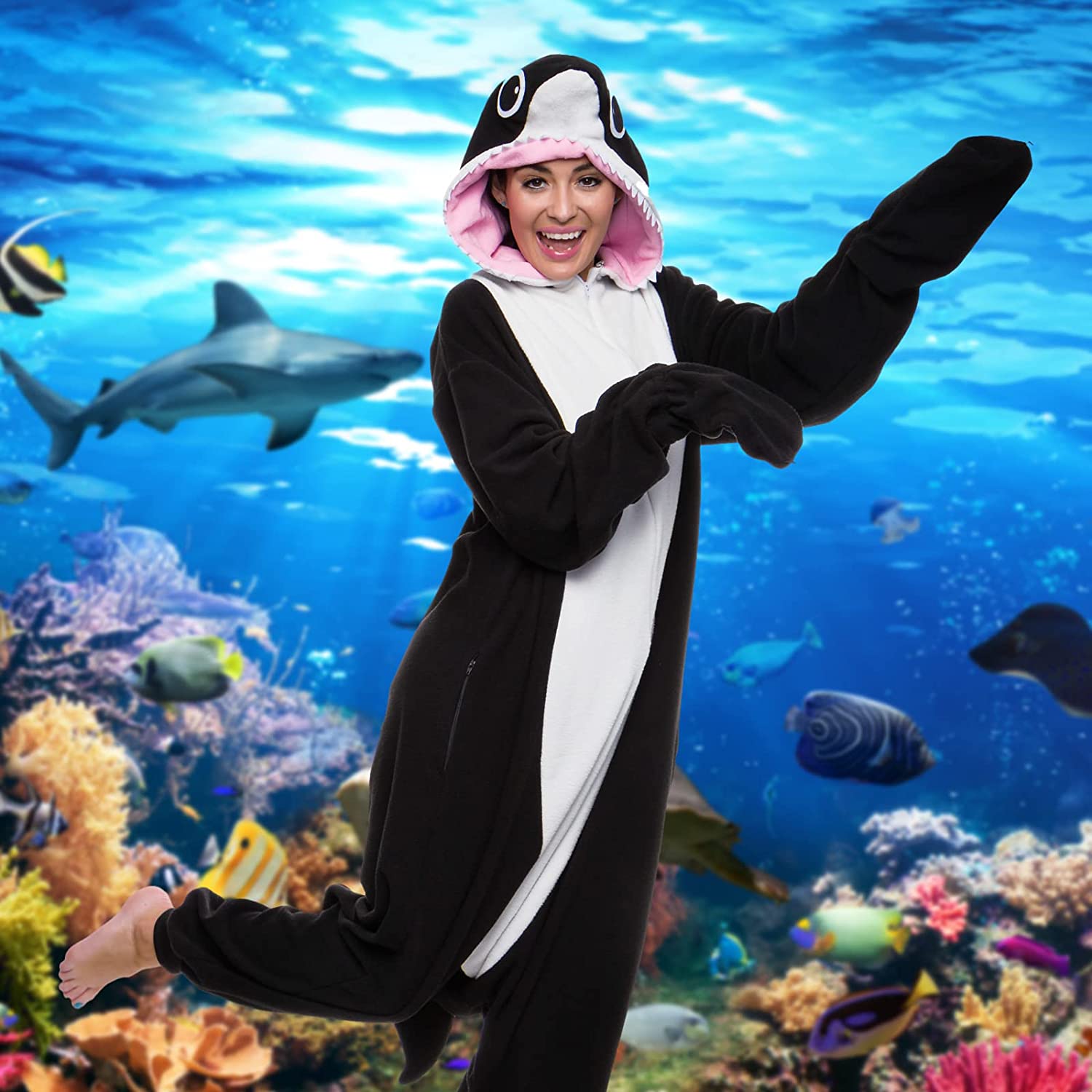 Killer Whale Adult Orca Aquatic Animal Costume Jumpsuit