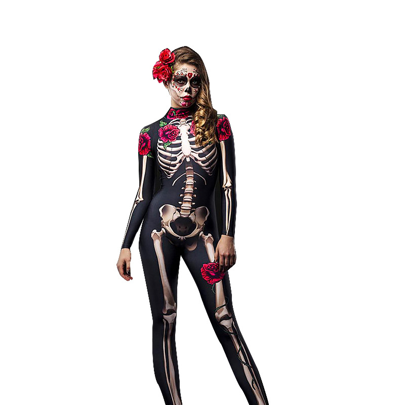 Halloween Women's Horror Skeleton Bodysuit Party Performance Costume