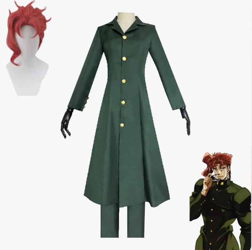 Anime Jojo's Bizarre Adventure Cosplay Costumes Kakyoin Noriaki Combat Green Top Pants Uniform Suits