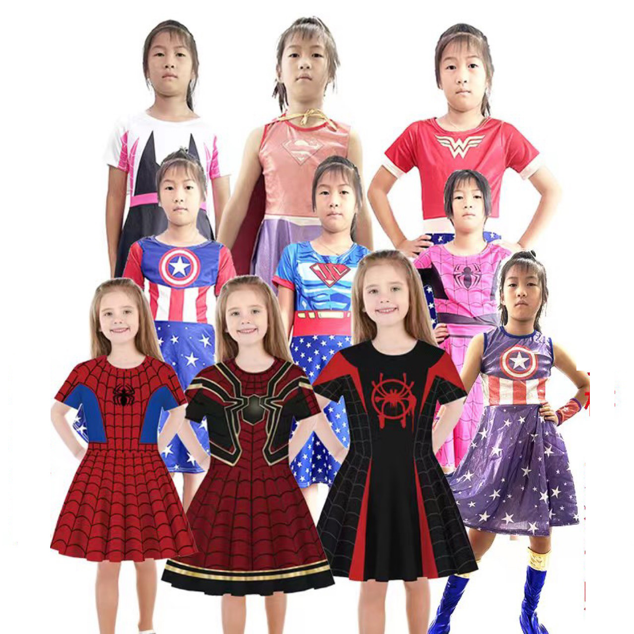 Halloween children's skirt Spider-Man Superman Batman Captain America Wonder Woman Winger Superhero