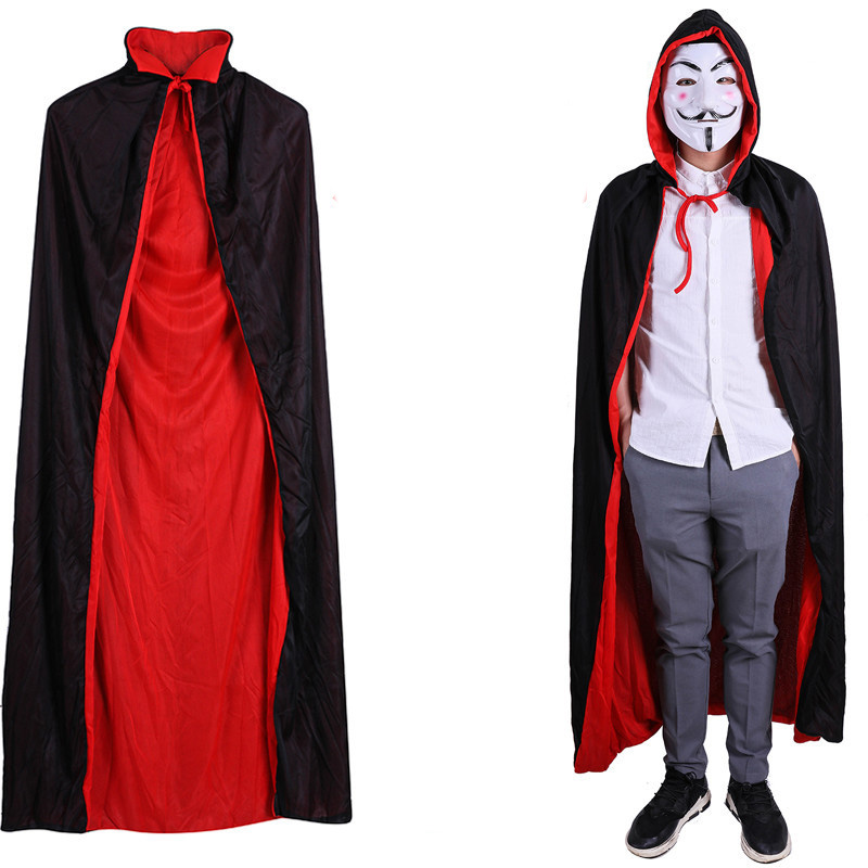 Halloween cloak double layer red and black Death Devil cloak children adult men and women cloak prom party