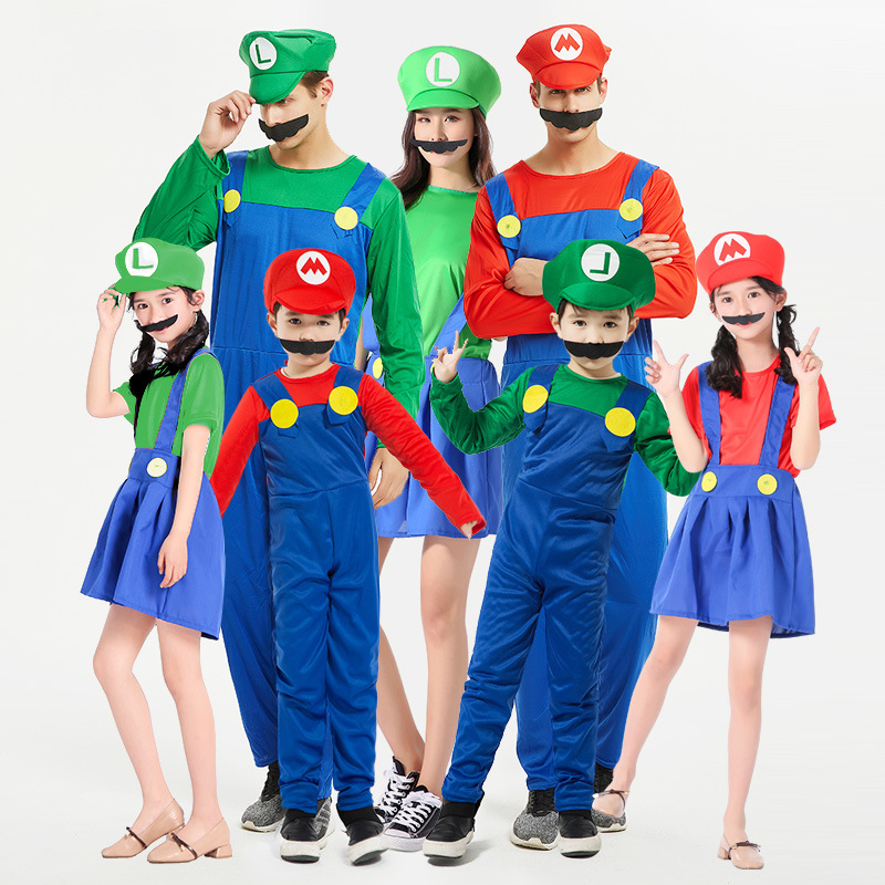 Halloween cosplay anime costume parent-child role-playing children's Mario clothes Super Mario costume