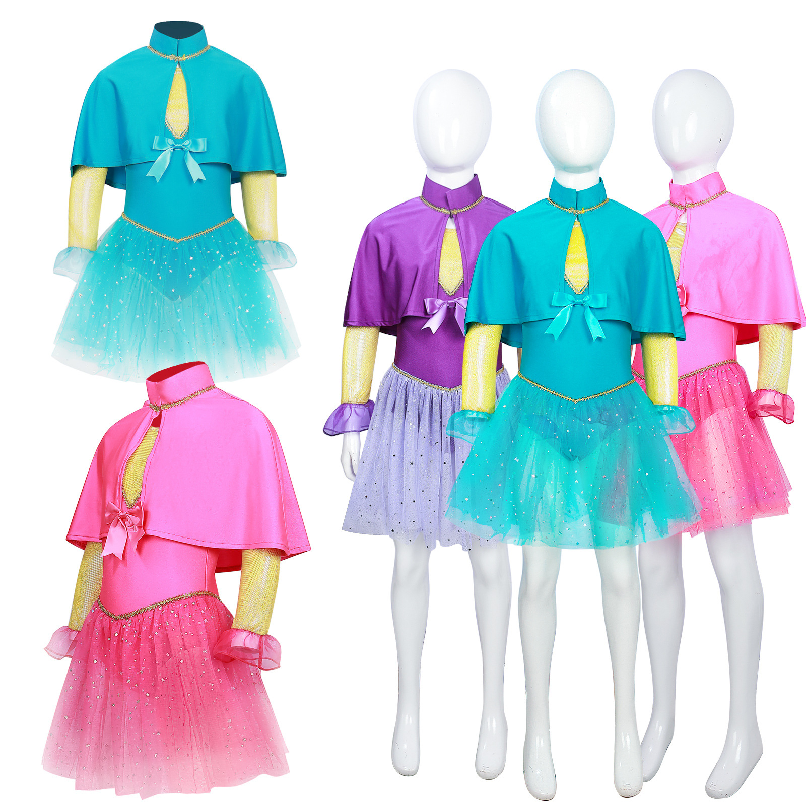 Children's dress European and American long-sleeved new circus princess dress gauze dress children's Christmas evening dress