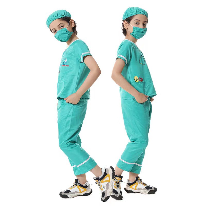 Halloween Little Doctor Costume Children's Cosplay Clothes Firefighter Police Engineer Nurse Doctor Costume