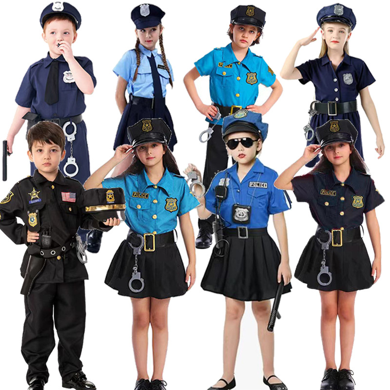 Halloween Kids Police Costume Cosplay Women's Police Costume Performance Halloween Drag Party Party Costume