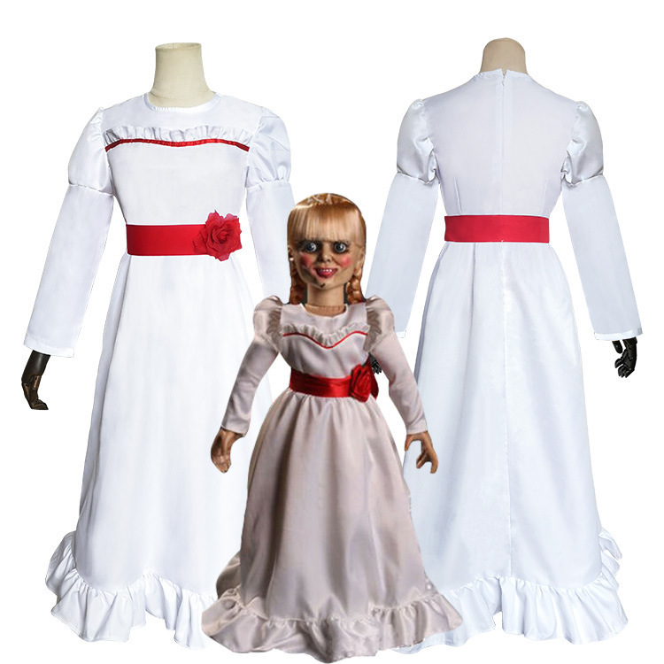 European and American film Annabell cosplay Halloween horror white dress Cos costume