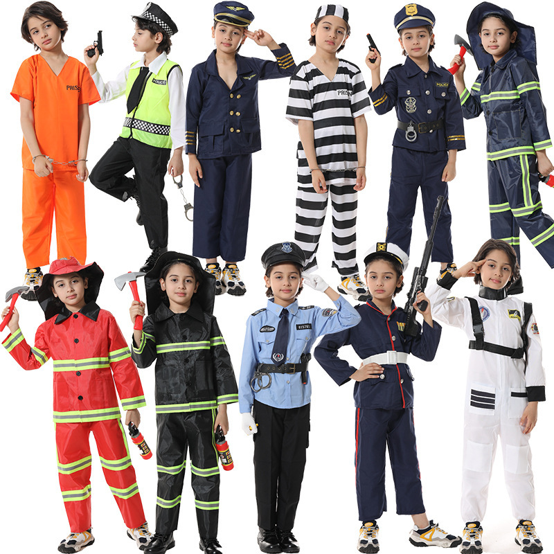 Halloween Fire Fighter Costume Children's Day Costume Police Lawyer Pilot Doctor Worker Children's Cosplay Costume