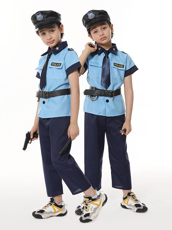 Halloween Kids Police Costume Cosplay Police Costume Halloween Kids Police Show Drag Party Party