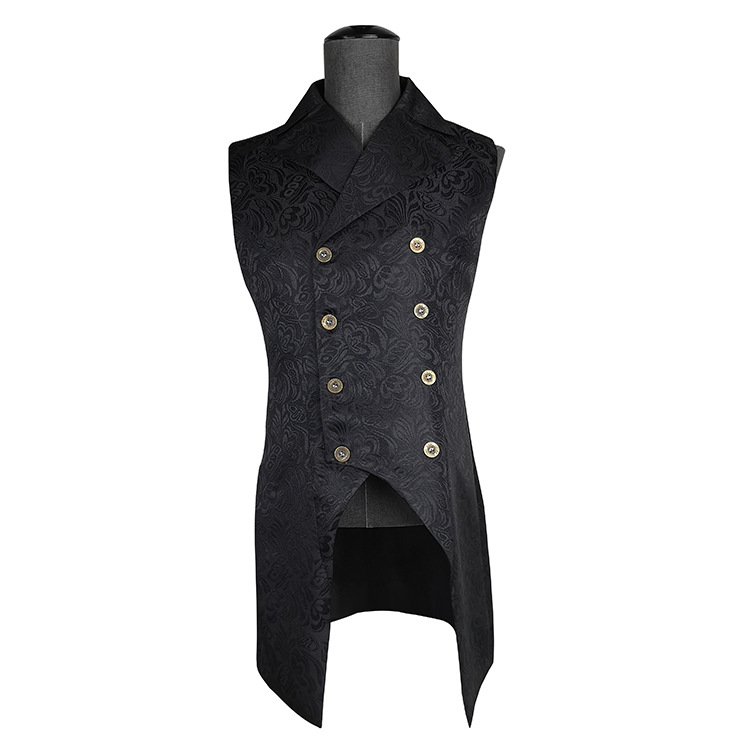 wish Amazon Men's Gothic Steampunk Vest Tuxedo Jacquard Brocade Double Breasted Gown