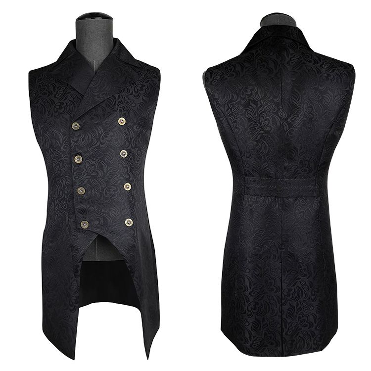 wish Amazon Men's Gothic Steampunk Vest Tuxedo Jacquard Brocade Double Breasted Gown