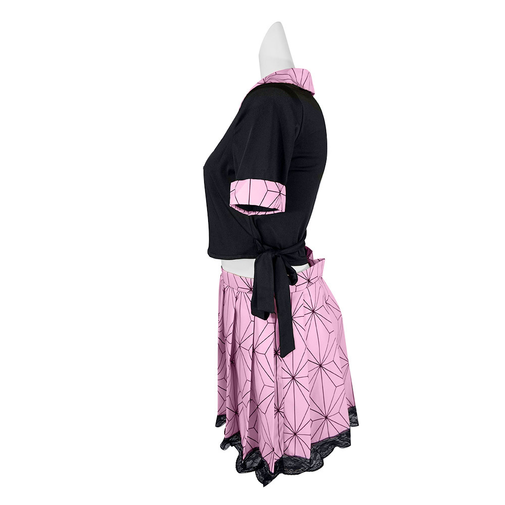 Demon Slayer: Kimetsu no Yaiba cos skirt suit Nezuko Tanjiro peripheral butterfly Ninja Zenitsu cosplay women's clothing