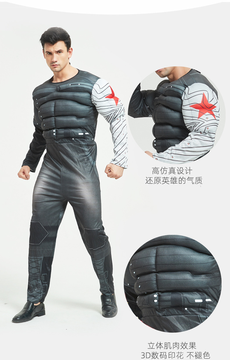 Adult Avengers Winter Soldier Costume Captain America Adult Winter Soldier Muscle Costume