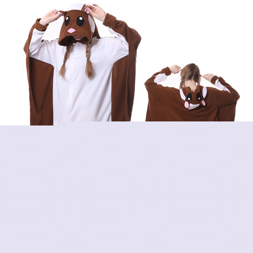 Brown Flying Squirrel Onesie Pajamas for Adult Animal Onesies Cosplay Halloween Costumes